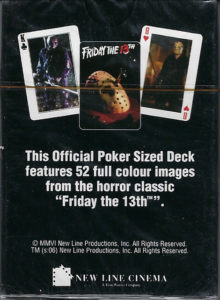 Official poker sized deck features 52 color images from the horror classic