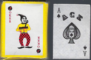 Joker card displayed on back of deck