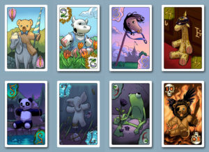 Sample cards showing artwork